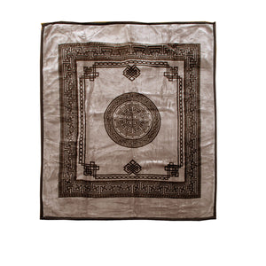 Olympia Greek Key 2 Ply Mink Blanket Throw Rug 1000gsm Queen Taupe