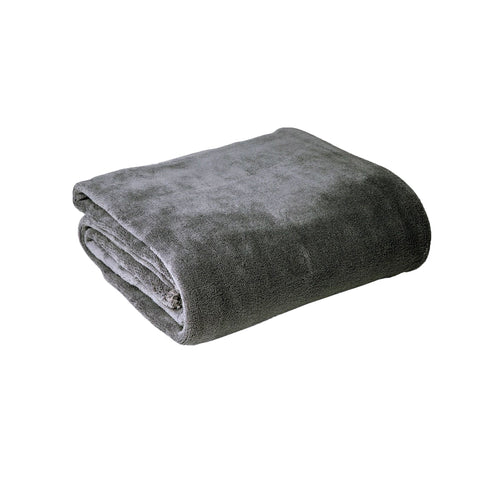 Hotel Living 300gsm Coral Fleece Throw Rug Blanket 160 x 210cm Grey