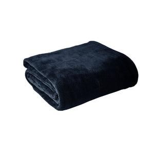 Hotel Living 300gsm Coral Fleece Throw Rug Blanket 160 x 210cm Navy Blue