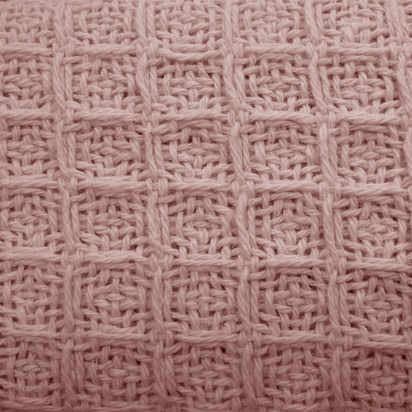 Cotton Waffle 300gsm Throw Rug Blanket Dusky Pink Queen