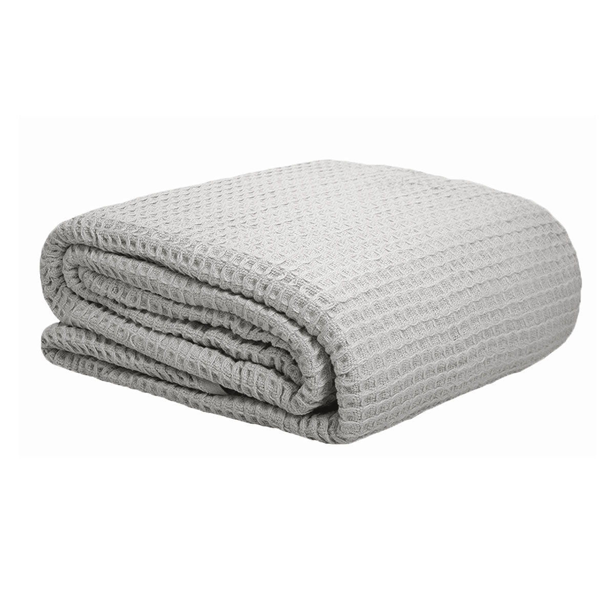 Cotton Waffle 300gsm Throw Rug Blanket Silver Grey Queen
