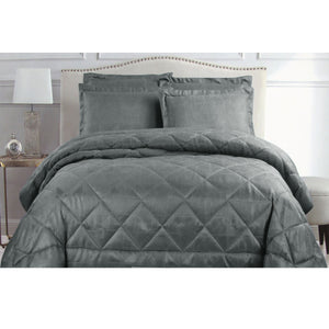 Hotel Living Eli Jacquard Bedspread Comforter Quilt Set Charcoal King