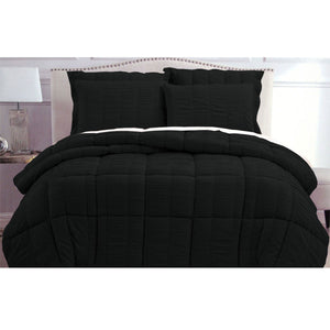 Hotel Living Seersucker Microfibre Bedspread Comforter Quilt Set Black Queen