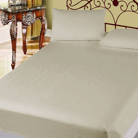 400TC Cotton Percale Fitted Bed Sheet Set 50cm Wall Taupe Super Queen