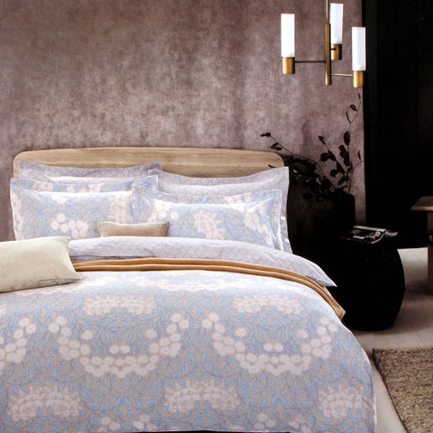 Ash 250TC Cotton Quilt Doona Duvet Cover Set Blue White King