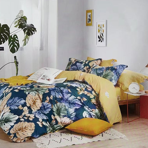 Botanical House Cotton Reversible Quilt Doona Duvet Cover Set Queen