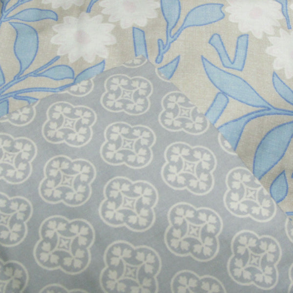 Florence 250TC Floral Cotton Quilt Doona Duvet Cover Set King Blue Taupe