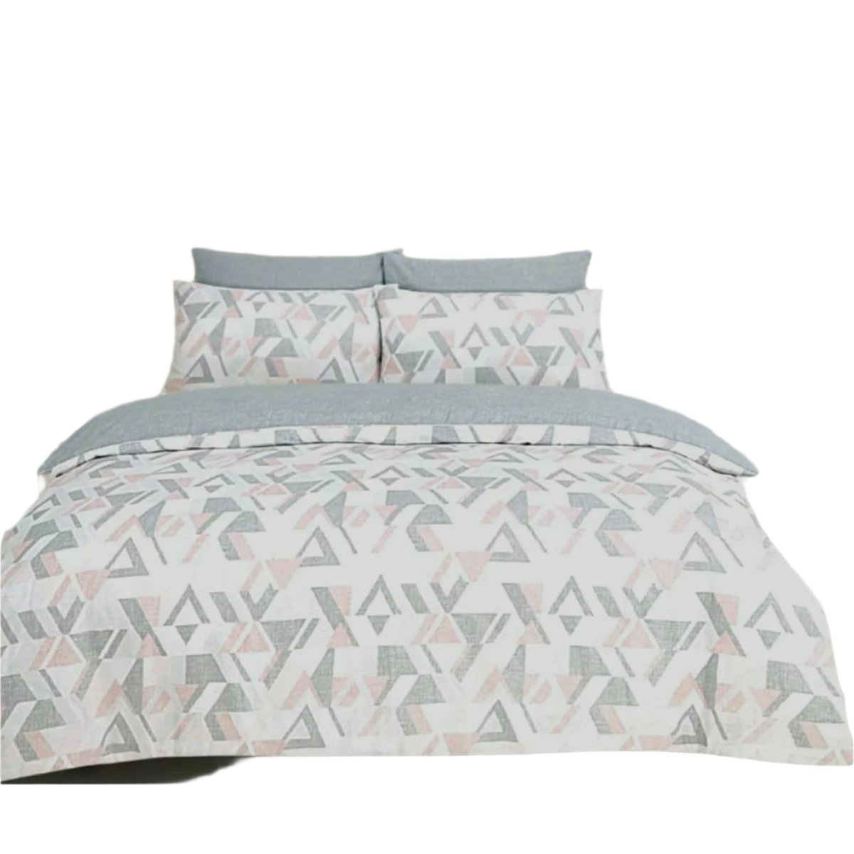 Funky Geo Cotton Polyester Quilt Doona Duvet Cover Set Pink Grey Queen