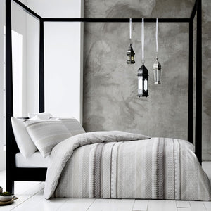 Gabrielle Quilt Doona Duvet Cover Set Tribal Grey Silver Queen