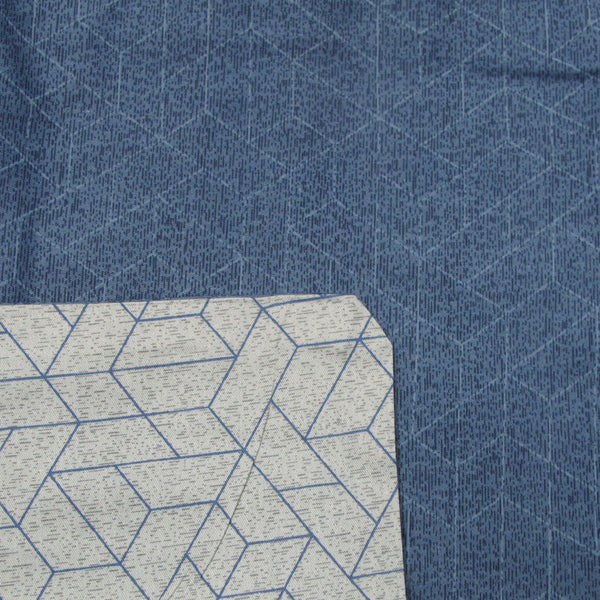 Halifax 250TC Geometric Cotton Quilt Doona Duvet Cover Set Queen Blue Taupe