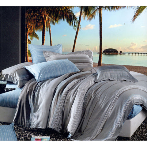 Manhattan 250TC Cotton Quilt Doona Duvet Cover Set Grey King