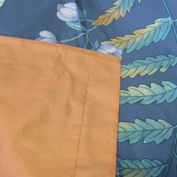 Mirade Garden 400TC Cotton Sateen Quilt Doona Duvet Cover Set Blue Queen