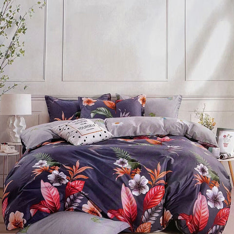 Paradiso Cotton Reversible Quilt Doona Duvet Cover Set Blue Queen