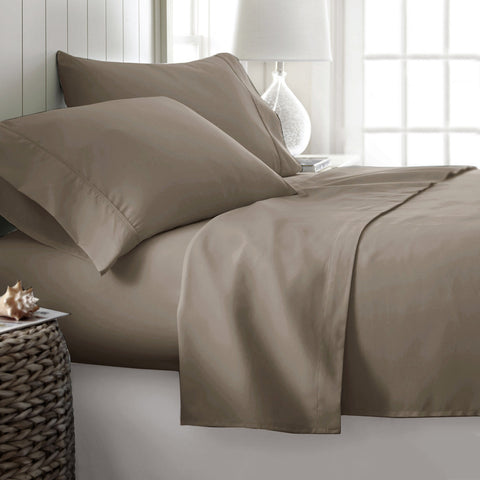 Danoz Cotton Sateen 400TC Flat Fitted Sheet Set Mocha Brown King