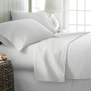 Cotton Sateen 400TC Flat Fitted Sheet Set 40cm Wall White King