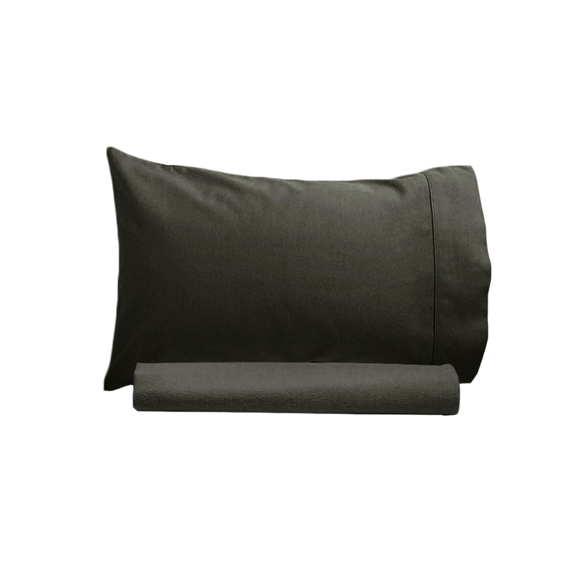 Artex 250TC Cotton Flat Fitted Sheet Set Single Charcoal Grey