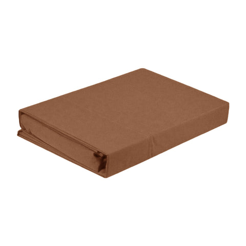 Artex Microfibre Flat Fitted Sheet Set Brown Single