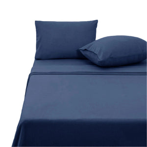 Polar Fleece Flat Fitted Sheet Set 36cm Wall Queen Midnight Blue