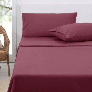 Polar Fleece Flat Fitted Sheet Set 36cm Wall American King Rosewood