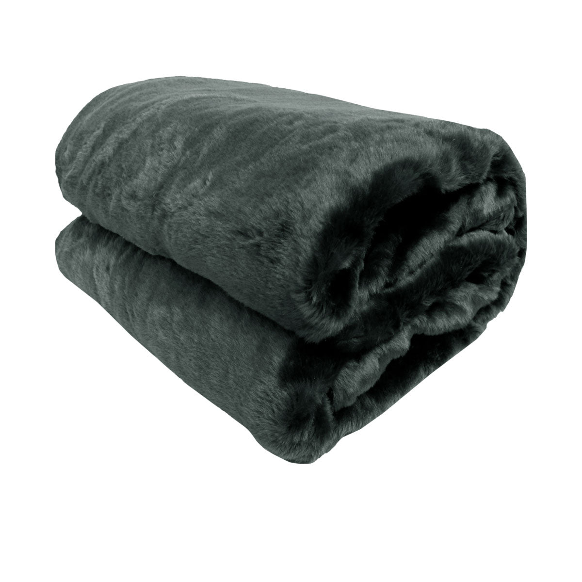 Faux Mink Throw Rug Blanket 127 x 152cm Charcoal Grey