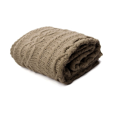 Asher Knitted Throw Rug Blanket 130 x 170cm Brown