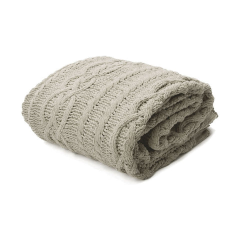 Asher Knitted Throw Rug Blanket 130 x 170cm Taupe Brown