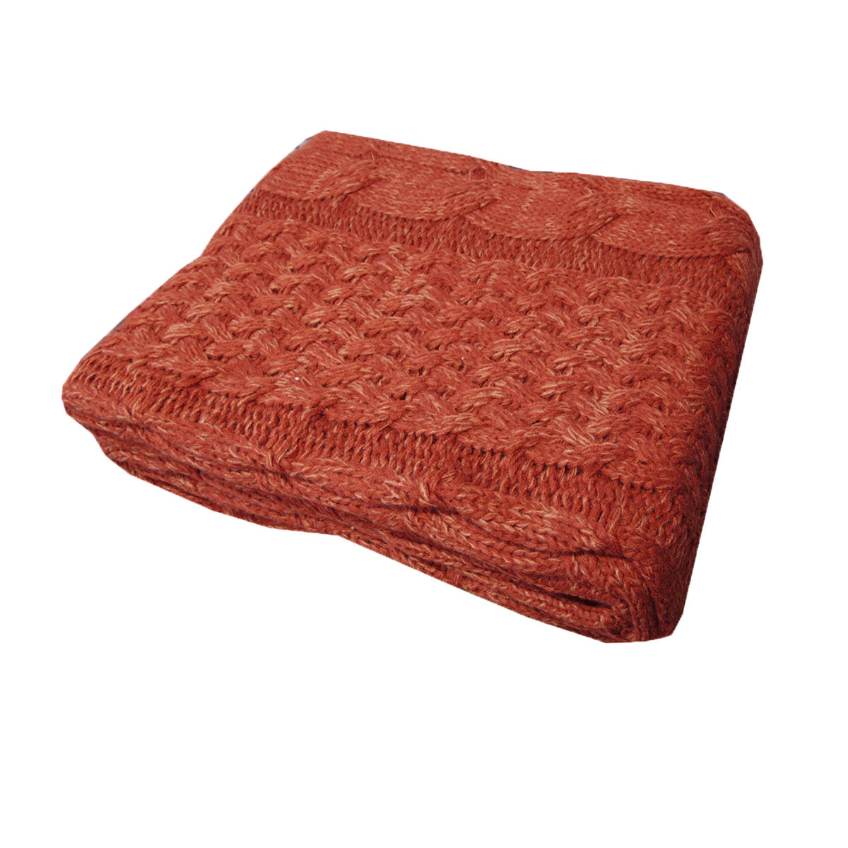 Cable Knitted Throw Rug Blanket 127 x 152cm Red