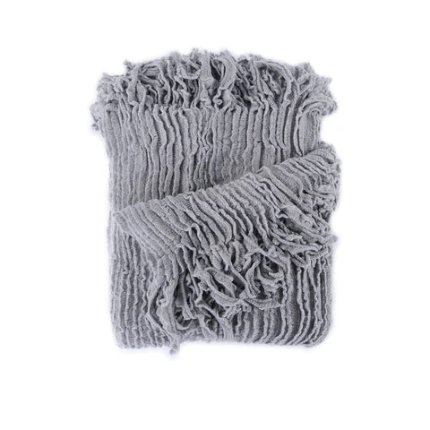 Dylan Acrylic Stretch Knitted Throw Rug Blanket 127 x 152cm Grey