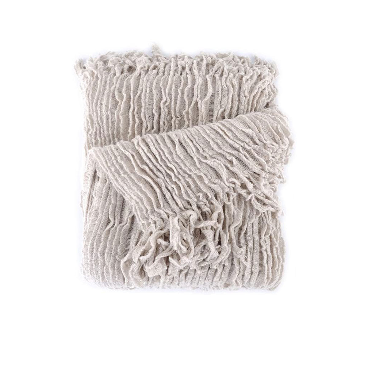 Dylan Acrylic Stretch Knitted Throw Rug Blanket 127 x 152cm Taupe Brown