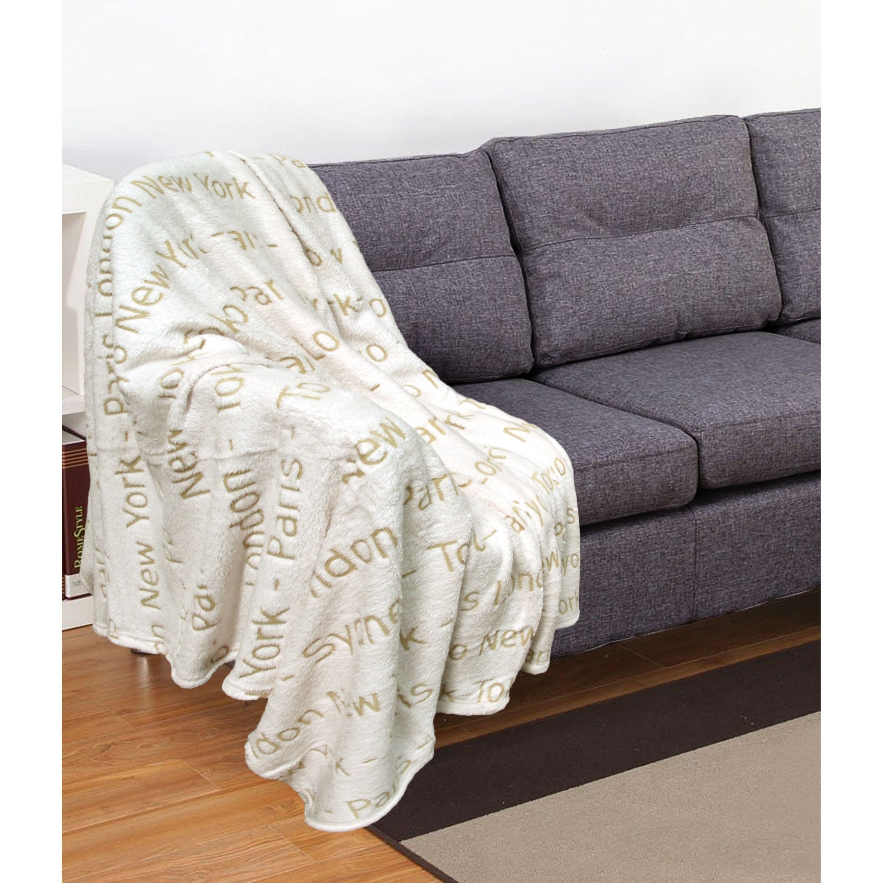 Embossed Print Coral Fleece Throw Rug Blanket 130 x 160cm World Cities