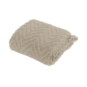 Ezra Chevron Knitted Throw Rug Blanket 127 x 152cm Taupe Brown