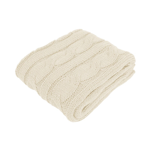 Hudson Knitted Throw Rug Blanket 127 x 152cm Cream
