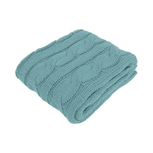 Hudson Knitted Throw Rug Blanket 127 x 152cm Dusky Blue