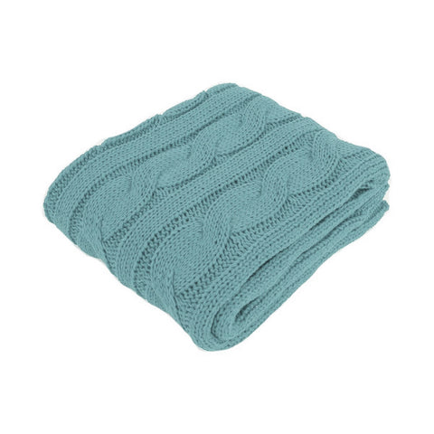 Hudson Knitted Throw Rug Blanket 127 x 152cm Dusky Blue