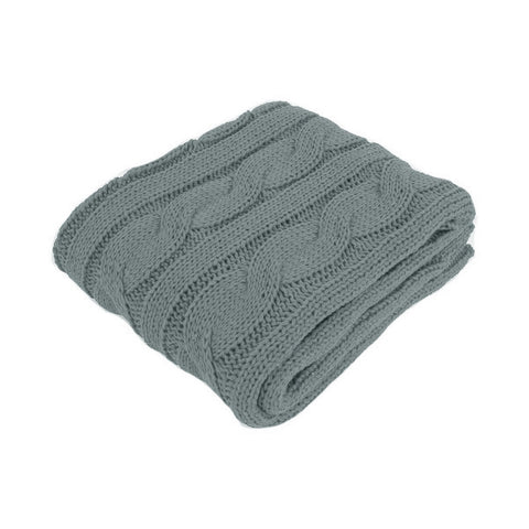 Hudson Knitted Throw Rug Blanket 127 x 152cm Grey