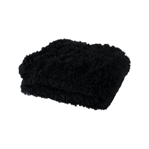 Lucia Shaggy Throw Rug Blanket 127 x 152cm Black