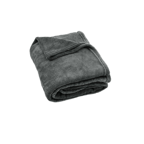 Hotel Living 300gsm Coral Fleece Throw Rug Blanket 160 x 210cm Grey