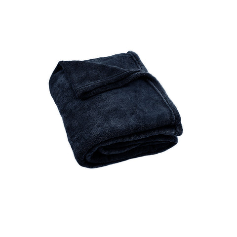 Hotel Living 300gsm Coral Fleece Throw Rug Blanket 160 x 210cm Navy Blue