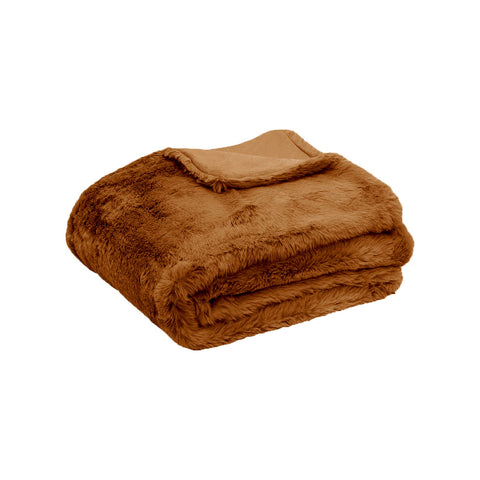 Tuscany Luxury Faux Sheep Wool Fur Throw Rug Blanket 127 x 152cm Brown