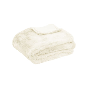 Tuscany Luxury Faux Sheep Wool Fur Throw Rug Blanket 127 x 152cm Ivory