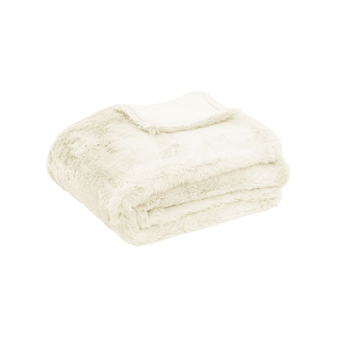 Tuscany Luxury Faux Sheep Wool Fur Throw Rug Blanket 127 x 152cm Ivory