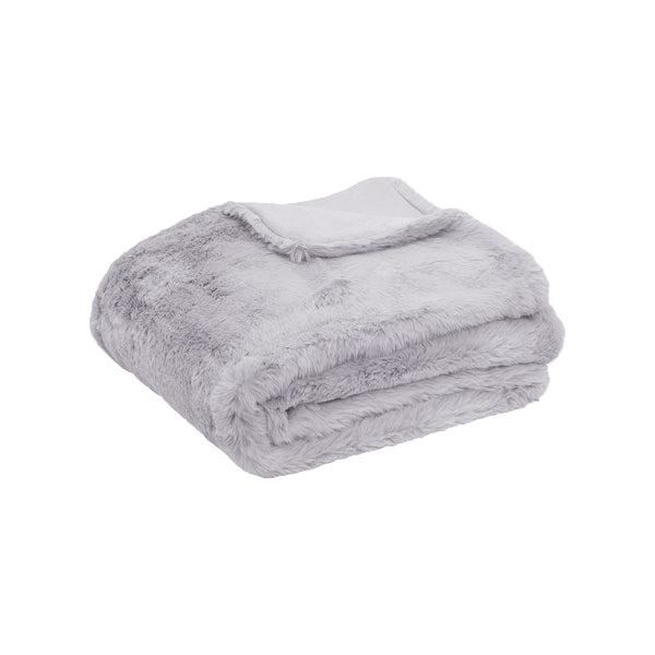 Tuscany Luxury Faux Sheep Wool Fur Throw Rug Blanket 127 x 152cm Silver Grey