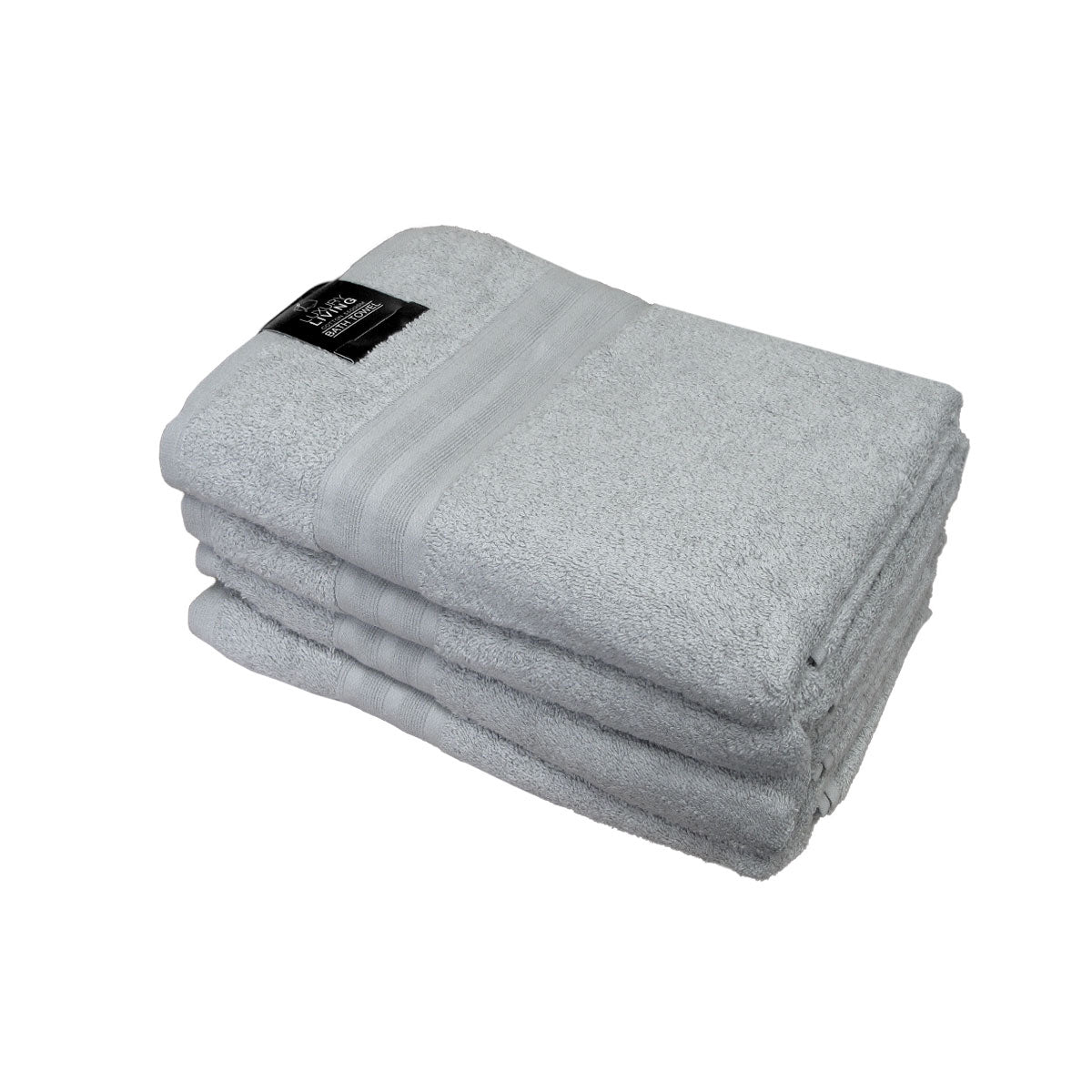 Set of 4 550gsm Cotton Terry Bath Towels 70 x 140cm Silver