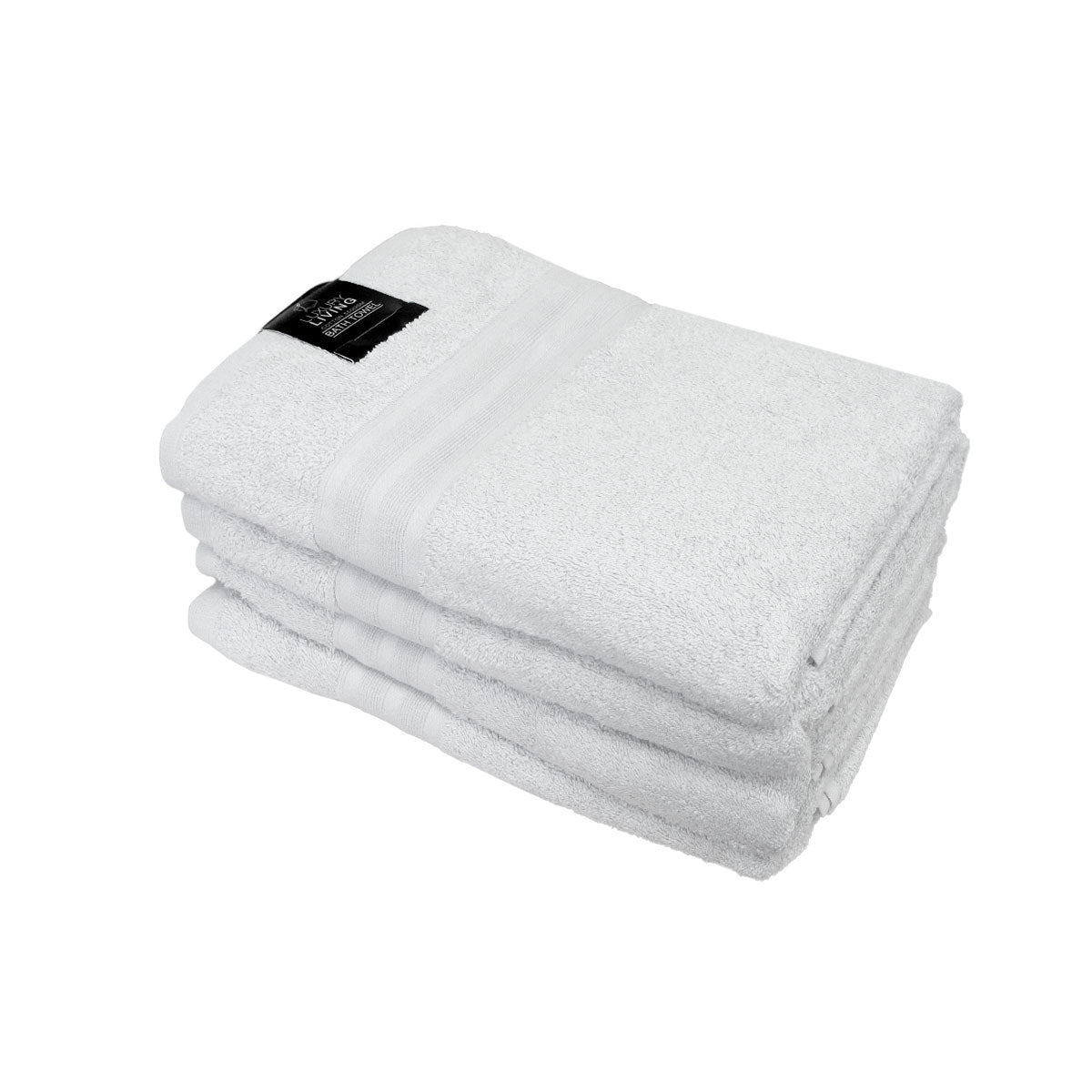 Set of 4 550gsm Cotton Terry Bath Towels 70 x 140 cm White