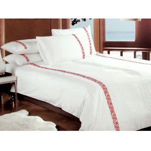 Metropolitan Haze Embroidered Rose Quilt Doona Duvet Cover Set Red King