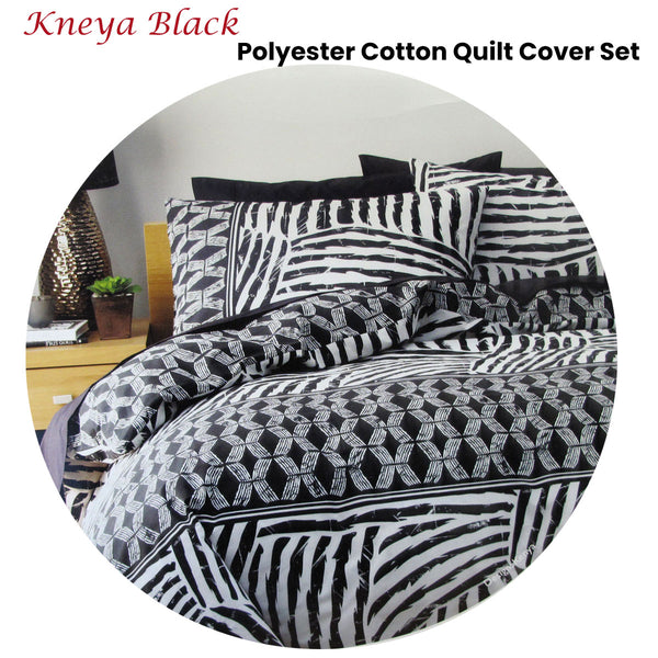 Homeport Kenya Geometric Quilt Doona Duvet Cover Set Black White Double