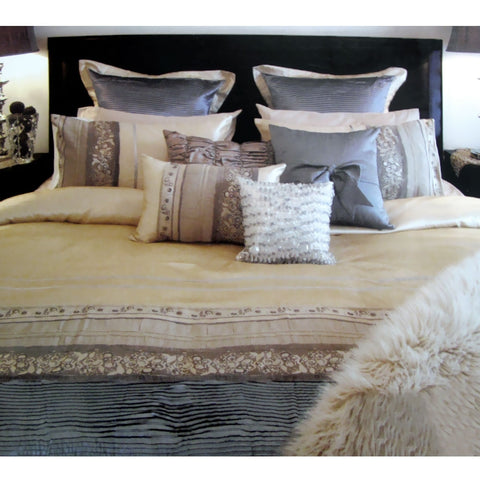 Manhattan Rominda Satin Jacquard Pintuck Quilt Doona Duvet Cover Set Queen