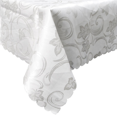 Deco Jacquard Floral Tablecloth Rectangular White 150 x 220cm