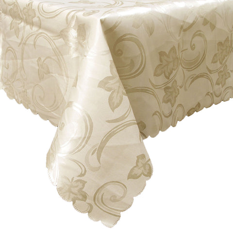 Deco Jacquard Floral Tablecloth Rectangular Cream 150 x 270cm