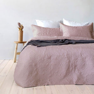 Bambury Paisley Floral Embossed Bedspread Coverlet Quilt Set Queen King Pink